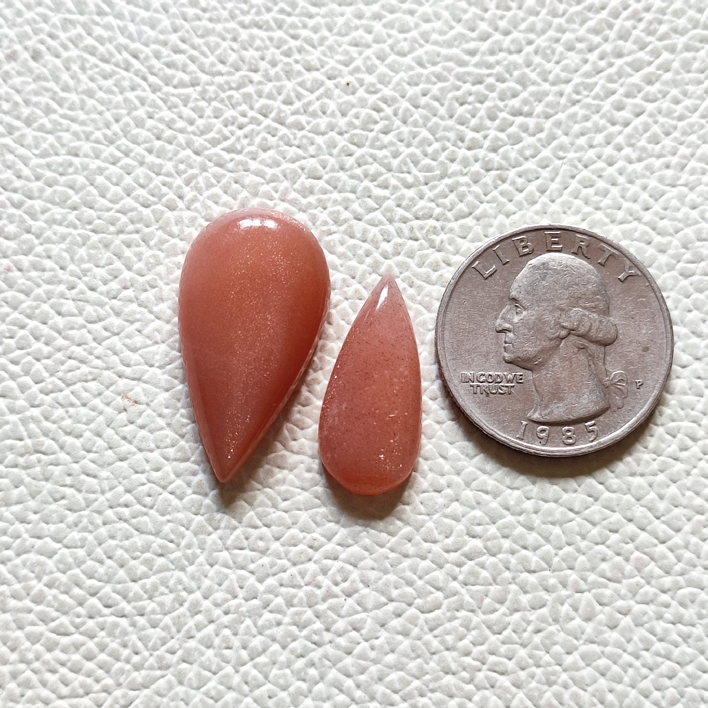 Fine Quality Natural Sunstone Cabochon Gemstone Pair (A119)